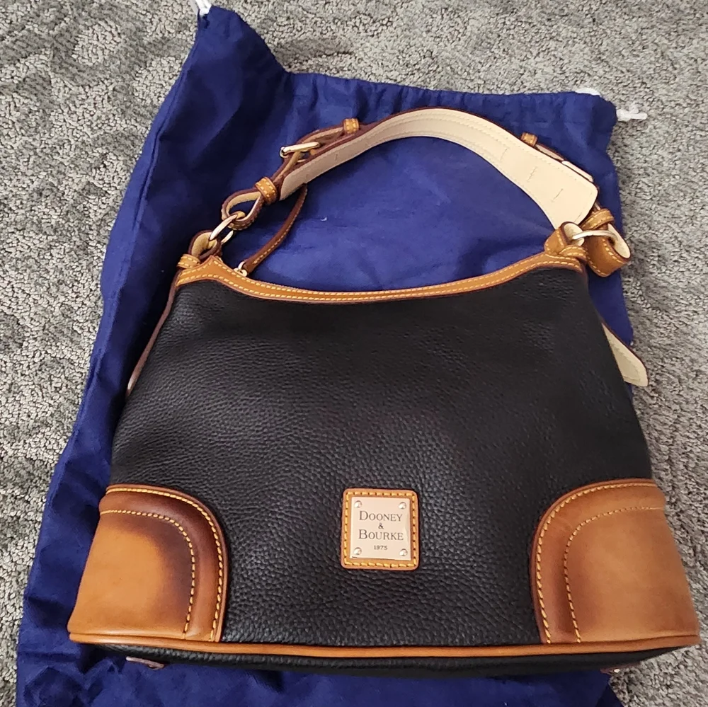 Dooney & Bourke Handbag #7L960 - Black / Brown - Pebble Leather - Picture 1 of 13